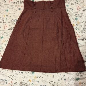 Modcloth Maroon Buttoned A-Line Skirt
